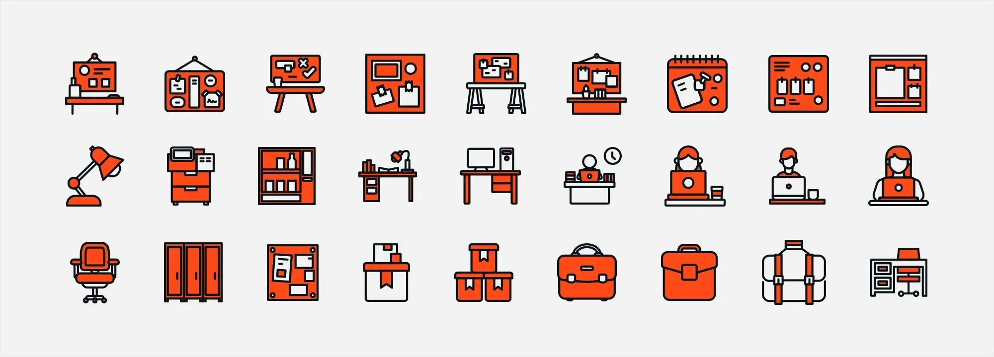 Best icons to use for WordPress 1 A collection of WordPress icons from the MaxiBlocks design library showing various shapes and styles.