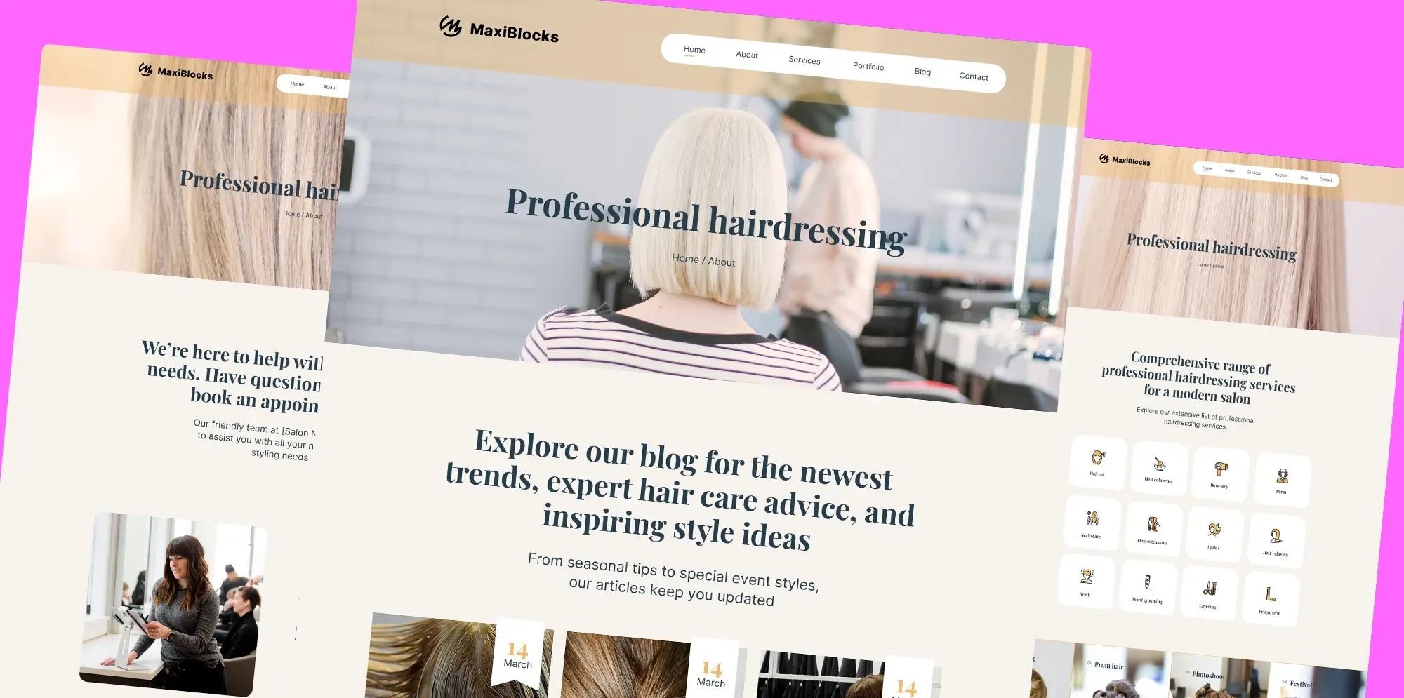 Hair salon starter site template for WordPress